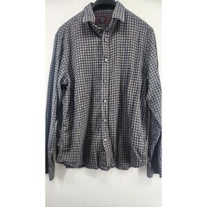 UnTuckIt Men's Grey Plaid Large 100% Cotton Long Sleeve Button Up Shirt